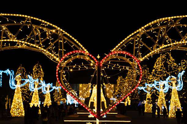 istock Illuminated heart arch at Christmas market 2252676749