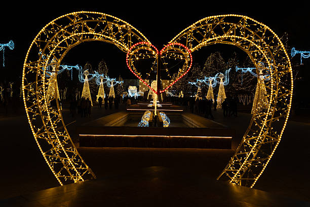 istock Illuminated heart arch at Christmas market 2252676842