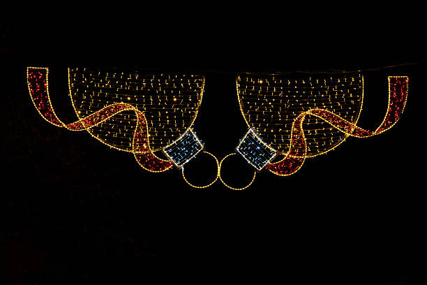 istock Christmas light installation shaped like holiday ornaments at night 2252678221
