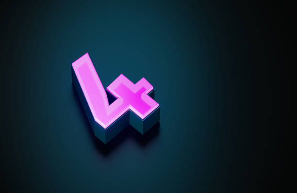 A pink glowing number 4 on dark blue background. Horizontal composition with copy space.