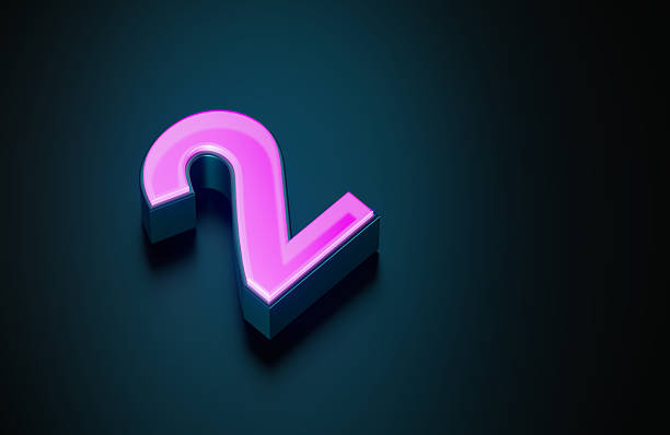 A pink glowing number 2 on dark blue background. Horizontal composition with copy space.