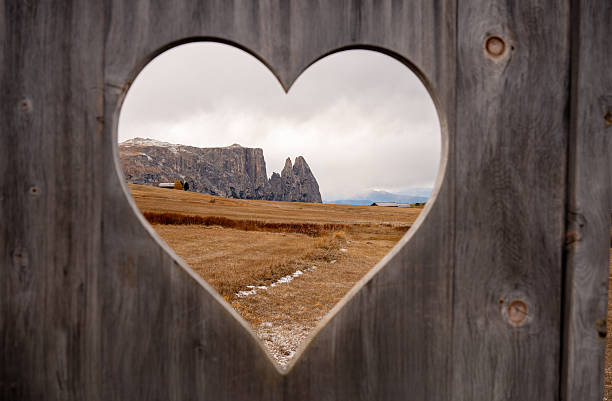 istock Heart shaped frame with alpine landscape in Dolomites mountains 2252681478