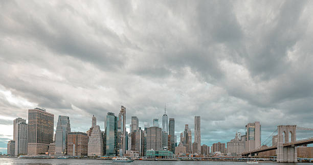 istock Panoramic skyline view under dramatic clouds in New York City 2252682284