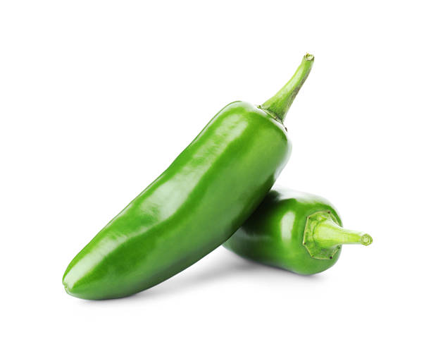 istock Two green jalapeno peppers isolated on white 2252684781