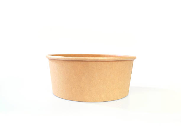 istock empty delivery brown Kraft Paper bowl on white background. 2252688922