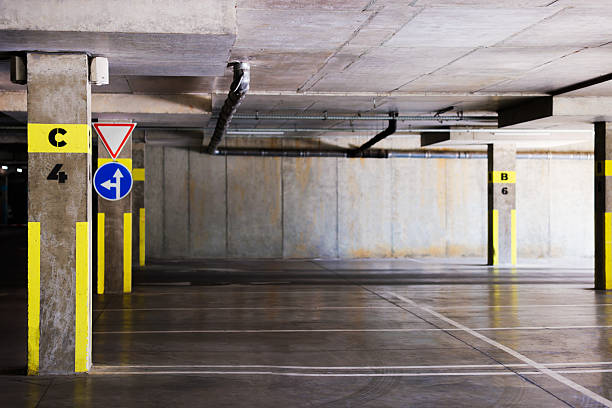 istock View of empty underground parking with dedicated spots 2252690888