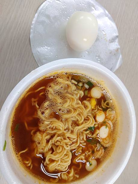 Instant Cup noodles and an boiled egg