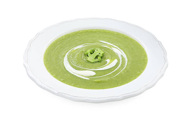 istock Tasty broccoli cream soup isolated on white 2252691106