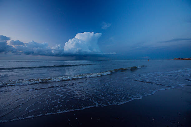 View to the rain cloud over the North Sea