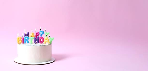 istock Birthday cake with candles on a colored background 2252692256