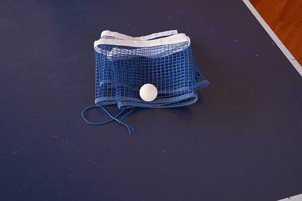 Boy playing table tennis in garden