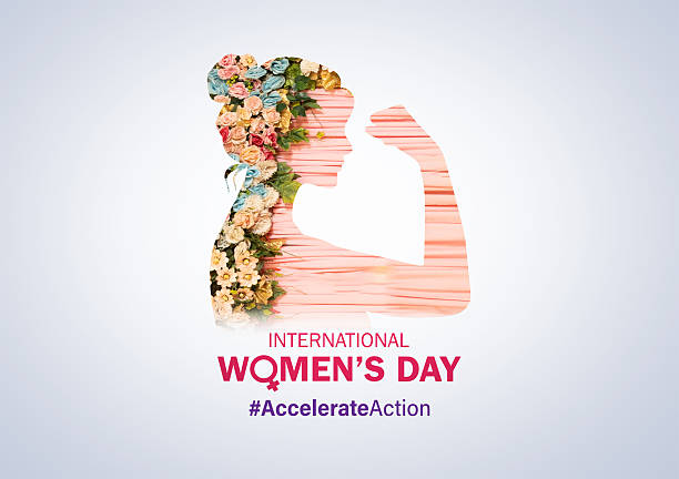 Accelerate action - International women's day concept poster. Woman sign illustration background. 2025 women's day campaign theme - #AccelerateAction
