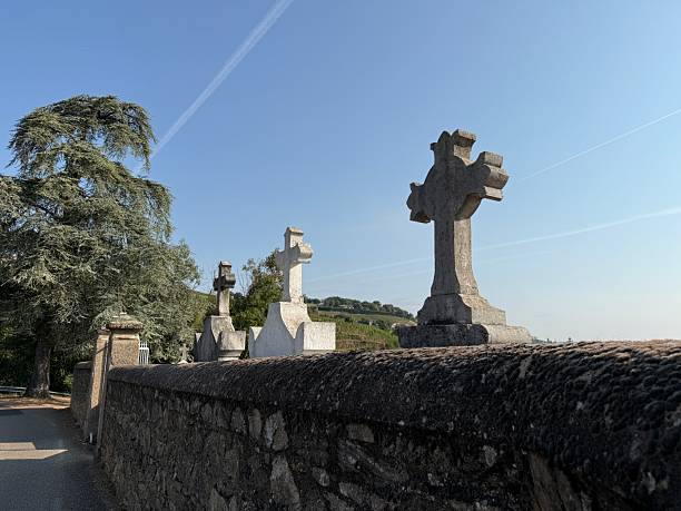 istock Hilltop cemetery monument overlooking the countryside 2252704255