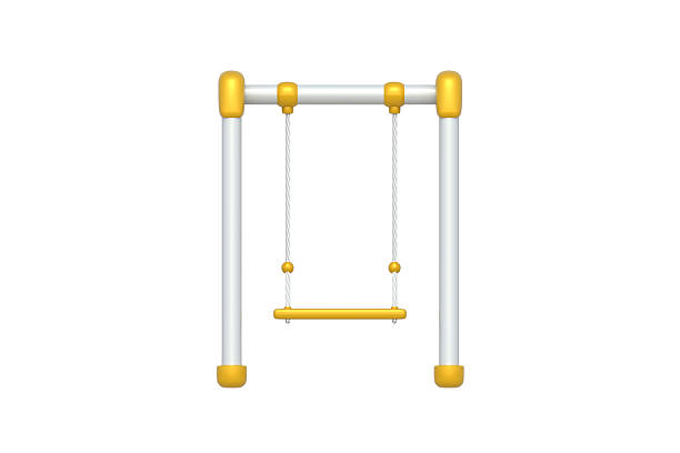 Swing for a playground isolated on white background. Kindergarten equipment. Front view. 3d render