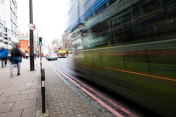 Part of a series: Busy traffic and city life between King's Cross and Euston, London in December - captured with a long exposure