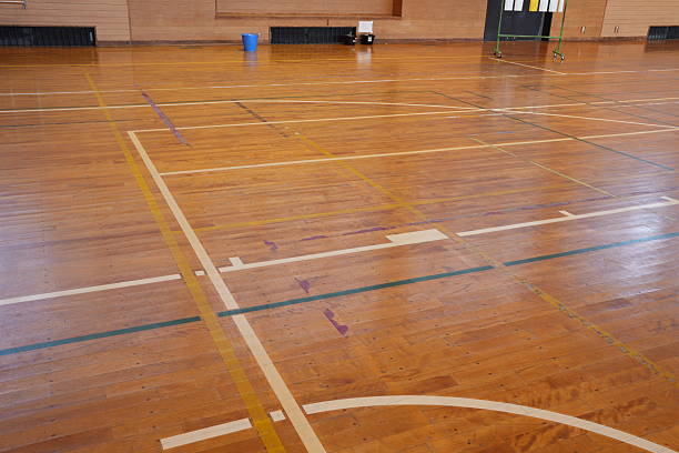 istock A gymnasium floor with a white line painted down the center 2252708567