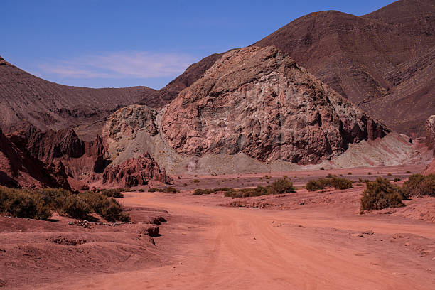 Breathtaking beauty of the arid scenery of sand dunes and rocky canyons and hills in Chile. Atacama Desert