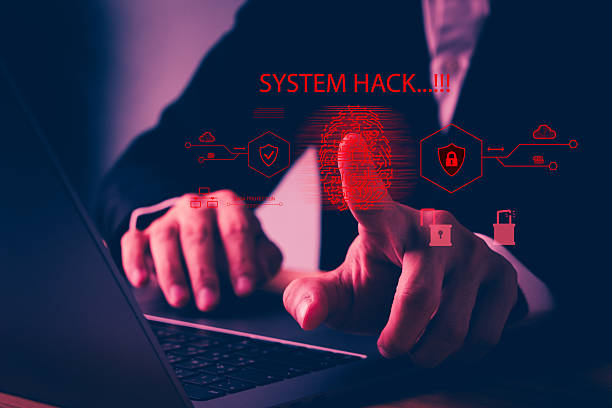 istock System hack concept showing hacker hands fingerprint scan laptop with red warning sign, system hack notification, data breach risk, digital attack, network protection, online privacy threat 2252713235