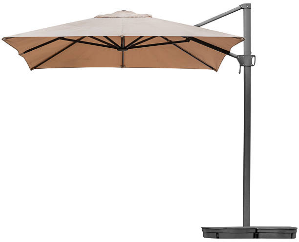 istock Brown umbrella with tripod isolated on white background with clipping path 2252714152