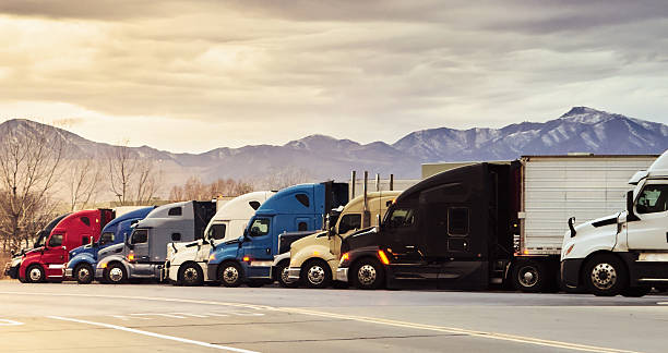 istock Semi Trucks Parked on a Winter Morning 2252715582
