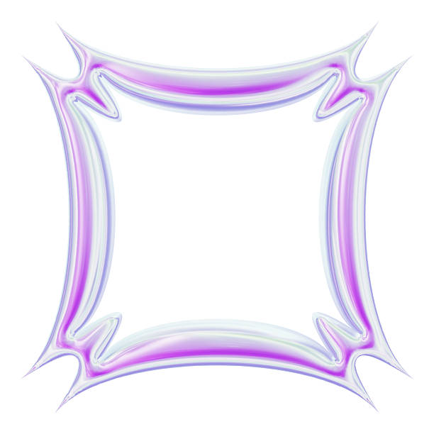 Iridescent Chrome Metallic Minimalistic, Cute Y2K stylish Symbol 3D