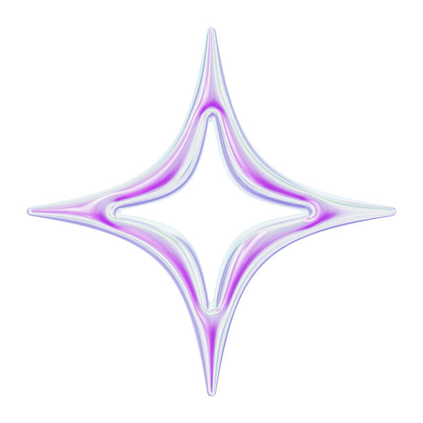 Iridescent Chrome Metallic Minimalistic, Cute Y2K stylish Symbol 3D
