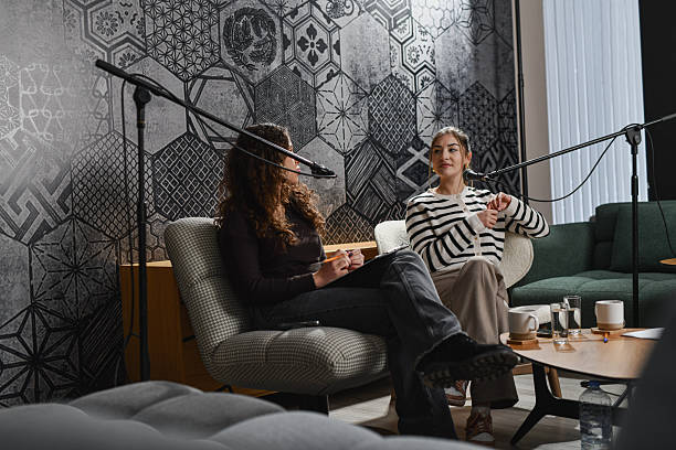 istock Podcast Host and Guest Discussing Positivity and Motivation in Studio 2252720901