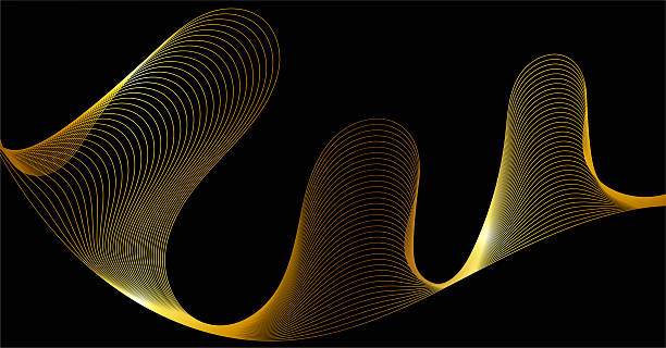 istock Luxury abstract gold wavy lines on black background. ​Elegant golden flowing waves digital art background. ​Premium abstract background with metallic gold lines. Sophisticated gold curved lines for luxury branding 2252721302
