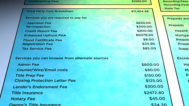 istock Mortgage Appraisal Lender Estimate Fee Sheet - Third Party Costs 2252721471