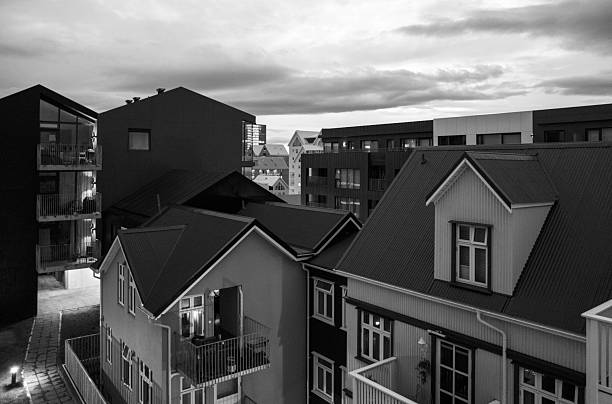 Abstract architectural shapes and geometry in monochrome tones, expressed in a minimalist Scandinavian style in black and white colors