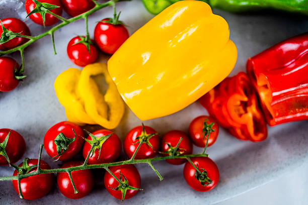 Close-up of vegetables on a industrial kitchen