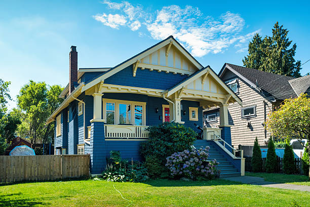 A small house in Vancouver BC Canada, on a sunny day.