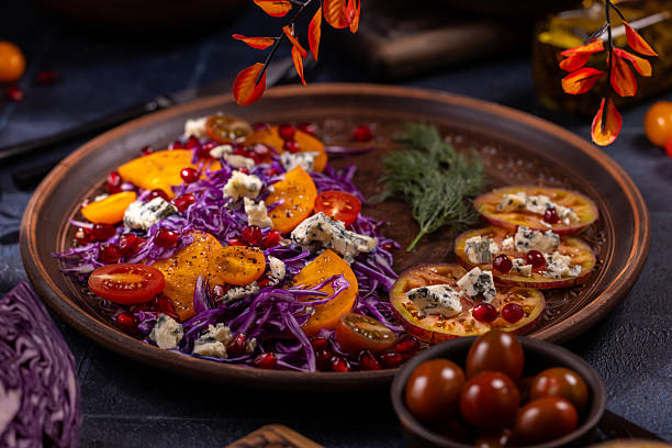 istock Colorful autumn salad with red cabbage and cheese 2252738157