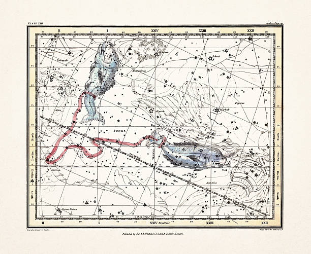 istock Antique celestial map illustration with mythological constellations and star charts from an early 19th century astronomy book. London, 1822. 2252738416