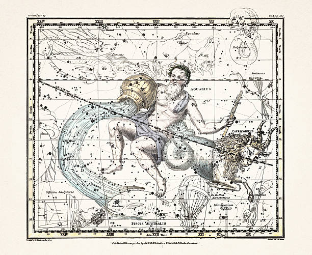 istock Antique celestial map illustration with mythological constellations and star charts from an early 19th century astronomy book. London, 1822. 2252738418