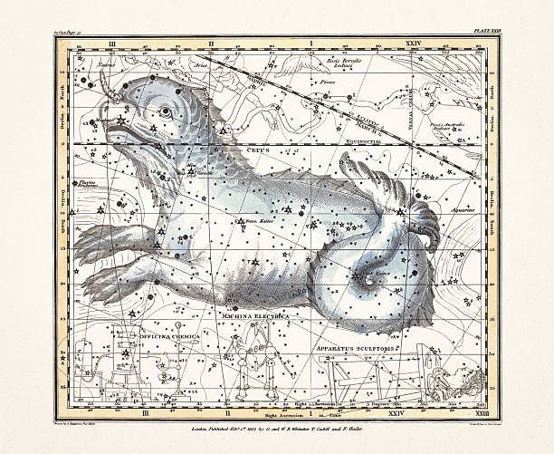 istock Antique celestial map illustration with mythological constellations and star charts from an early 19th century astronomy book. London, 1822. 2252738419
