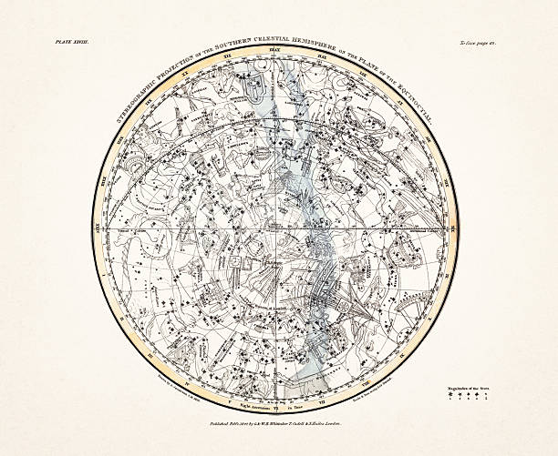 istock Antique celestial map illustration with mythological constellations and star charts from an early 19th century astronomy book. London, 1822. 2252738427