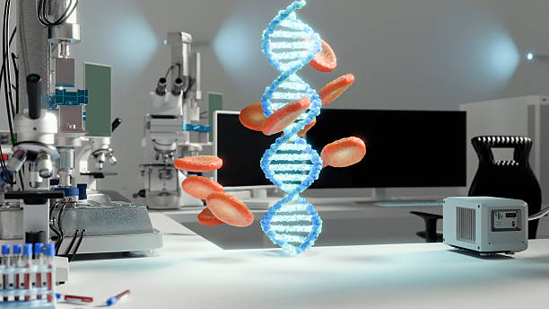 istock Advanced DNA Technology in Modern research laboratory workstation, Holographic DNA Model, AI-Powered Genomic Analysis, genetic diseases, Gene Therapies 4K stock video 2252738695
