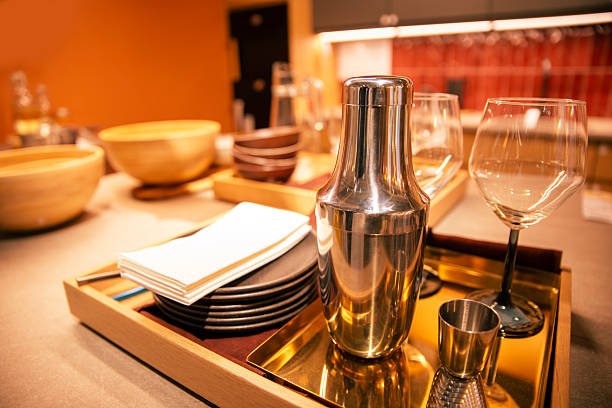 Ready set for the bar on a special day of celebration at home kitchen