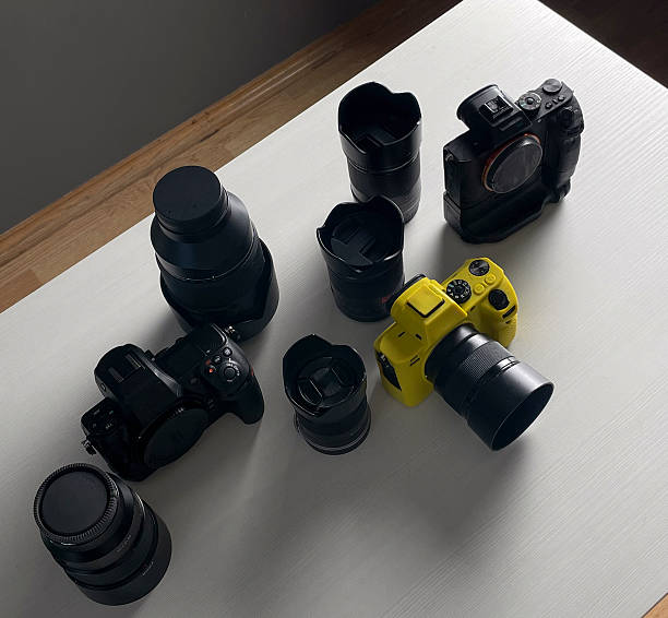 Two single-lens reflex cameras.
