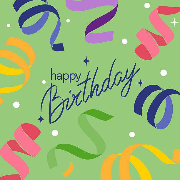 istock Happy birthday greeting card illustration with hand-lettered text and colorful confetti ribbons. Festive flat design suitable for birthday celebrations, social media posts, and holiday greetings. 2252779389