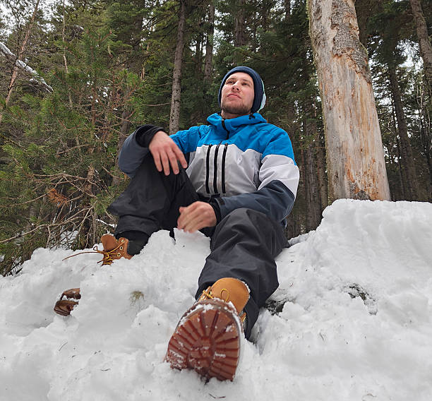 istock A man is relaxing in a snowy forest, enjoying the winter scenery while dressed warmly 2252782544