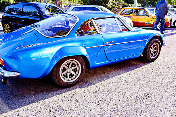 Igualada, Barcelona, ​​Spain; May 10, 2025: A classic Renault Alpine A110 on display on the roadside