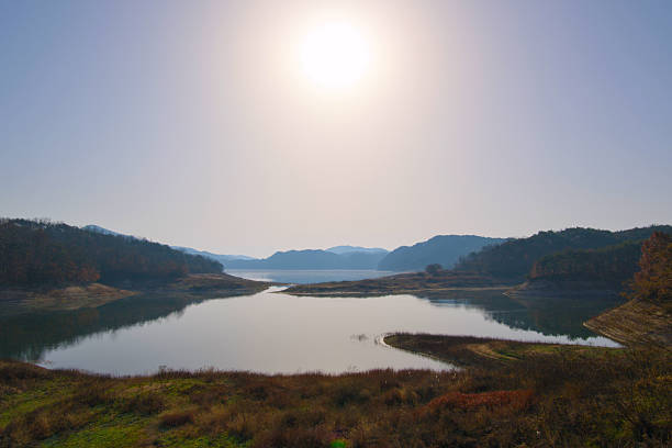 A calm river under the warm sun