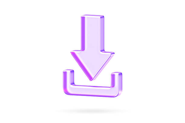 Translucent download arrow icon with rounded glassmorphism appearance and subtle gradient lighting. Suitable for file saving, data access, and modern UI interfaces