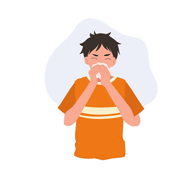 istock sneezing sick man blowing nose with tissue. cold flu and allergy health concept 2252795371