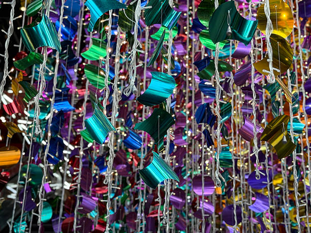 multicolor metal bucket lampshades lighting in clothing store