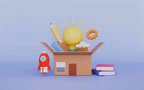 istock Creative box with bulb book rocket gear pencil icon concept 2252808298