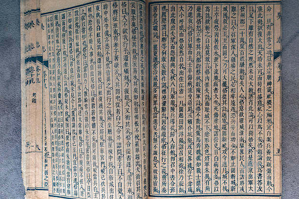 istock An open antique book featuring traditional Chinese vertical text and red annotations 2252811826