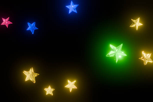 Colorful glittered stars on a white background